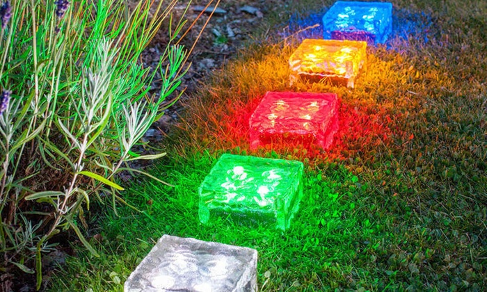 Outdoor Solar Ice Cube Path Lights Groupon Outdoor Solar Ice Cube Path Lights
