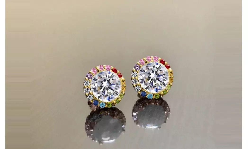 Gay Pride Jewelry LGBTQ Halo Stud Earrings Made With Crystals From Swarovski - Primary Image
