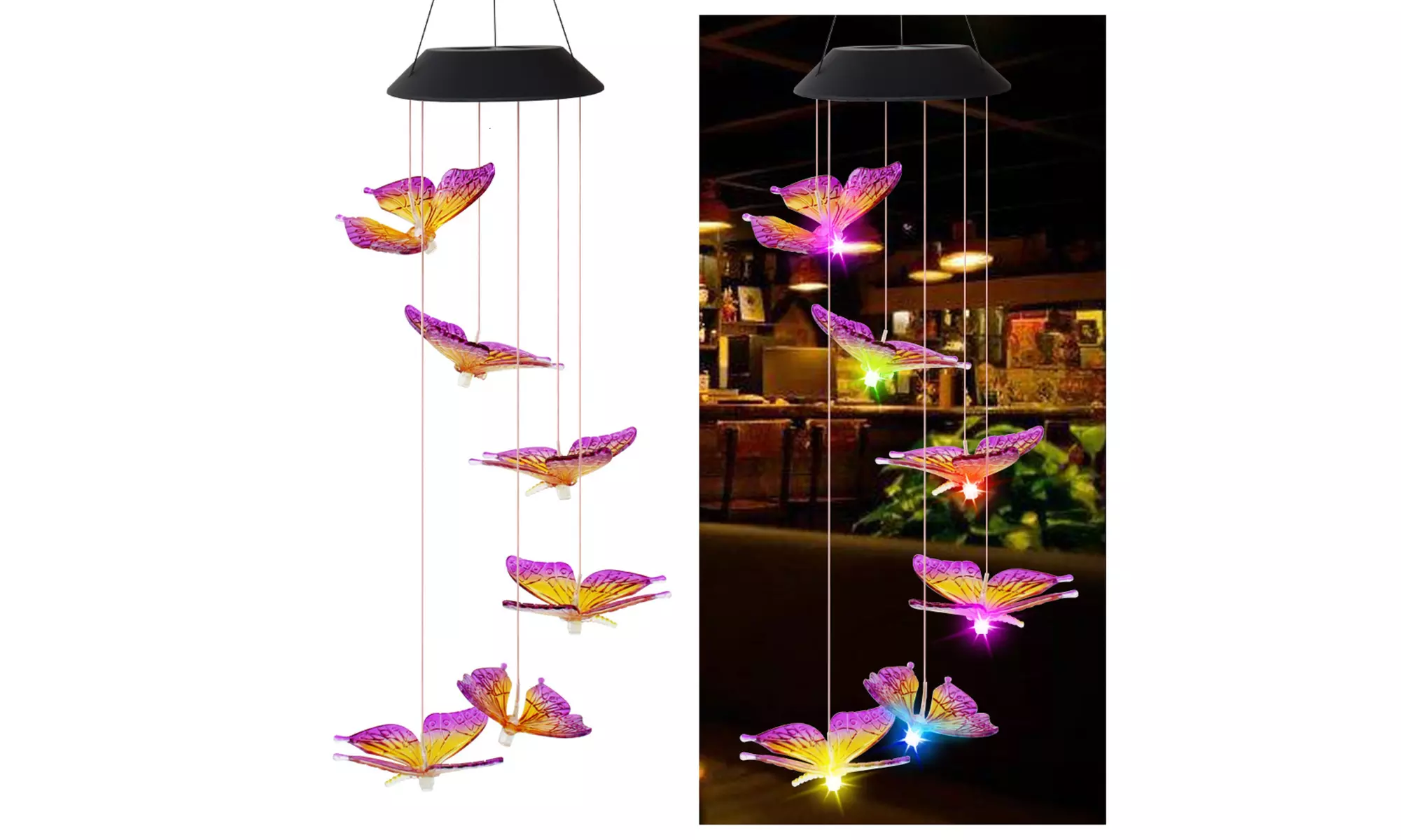 Large LED Solar Wind Chime Lights Color-Changing Outdoor Hanging Decor Bells