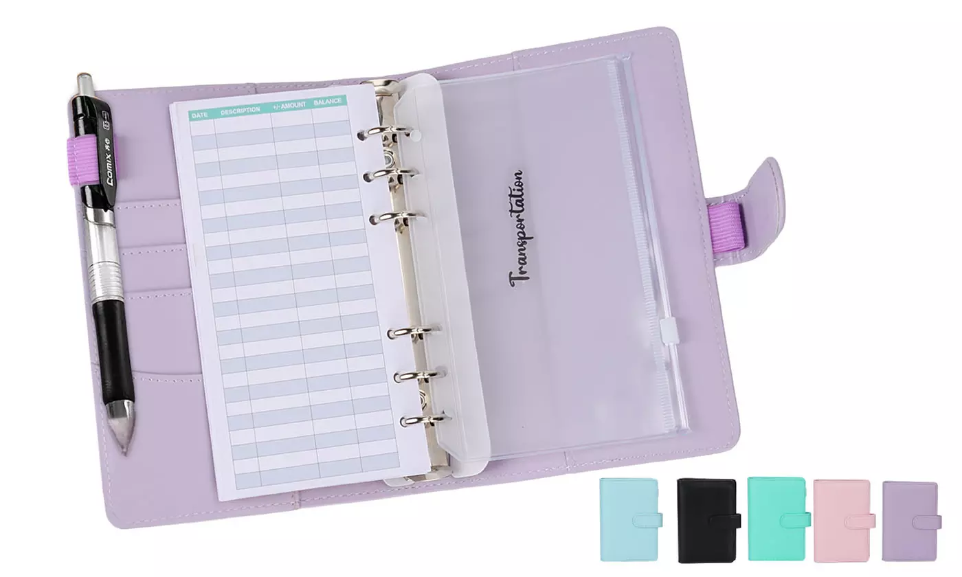 23PCS A6 PU Leather Notebook Binder Set Refillable Budget Savings Planner Binder