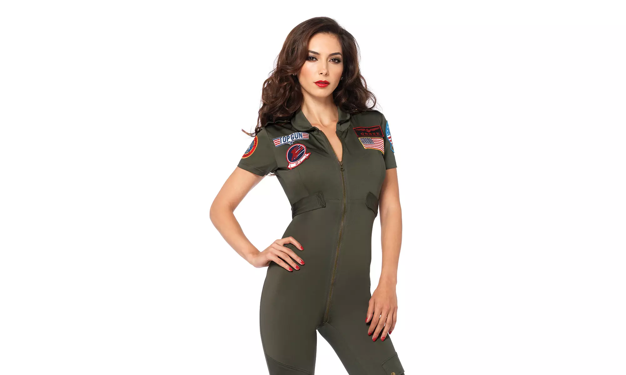 Leg Avenue Sexy Top Gun Flight Suit Maverick Pilot Costume - Primary Image