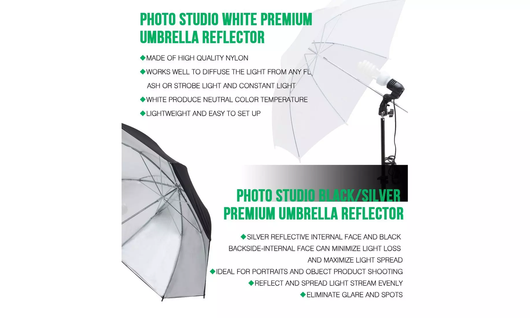45W Adjustable Softbox Umbrella Backdrop Stand Photography Lighting Kit