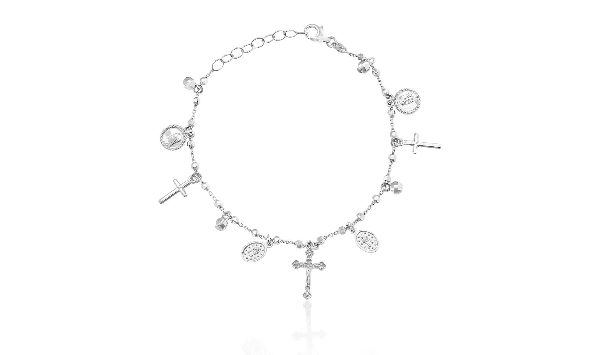 Nina & Grace Italian Sterling Silver Religious Beaded Charm Bracelet - Primary Image
