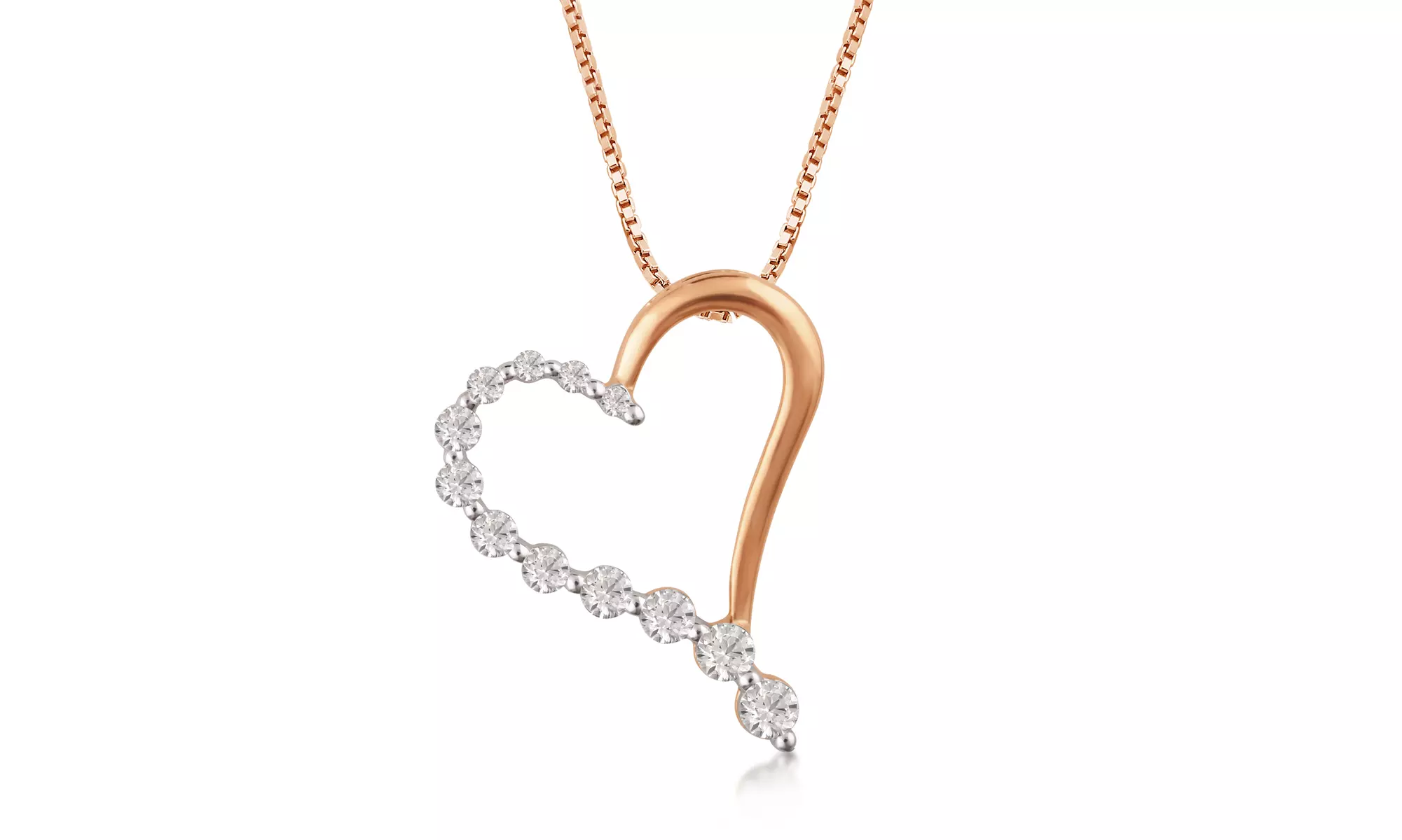 1/2 CTTW Diamond Heart Journey Pendant in Sterling Silver By DiamondMuse