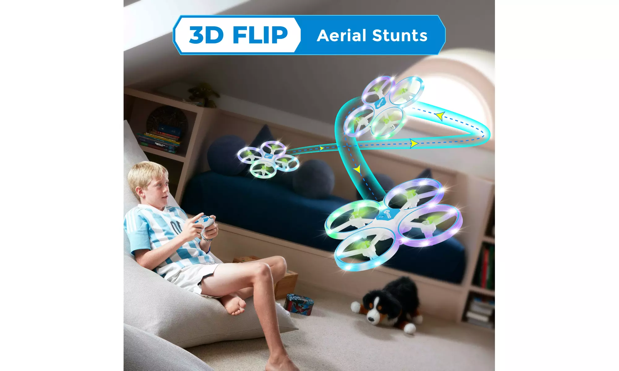 Contixo TD1 Mini Drone for Kids and Beginners, LED Light RC Drone, Dual Battery