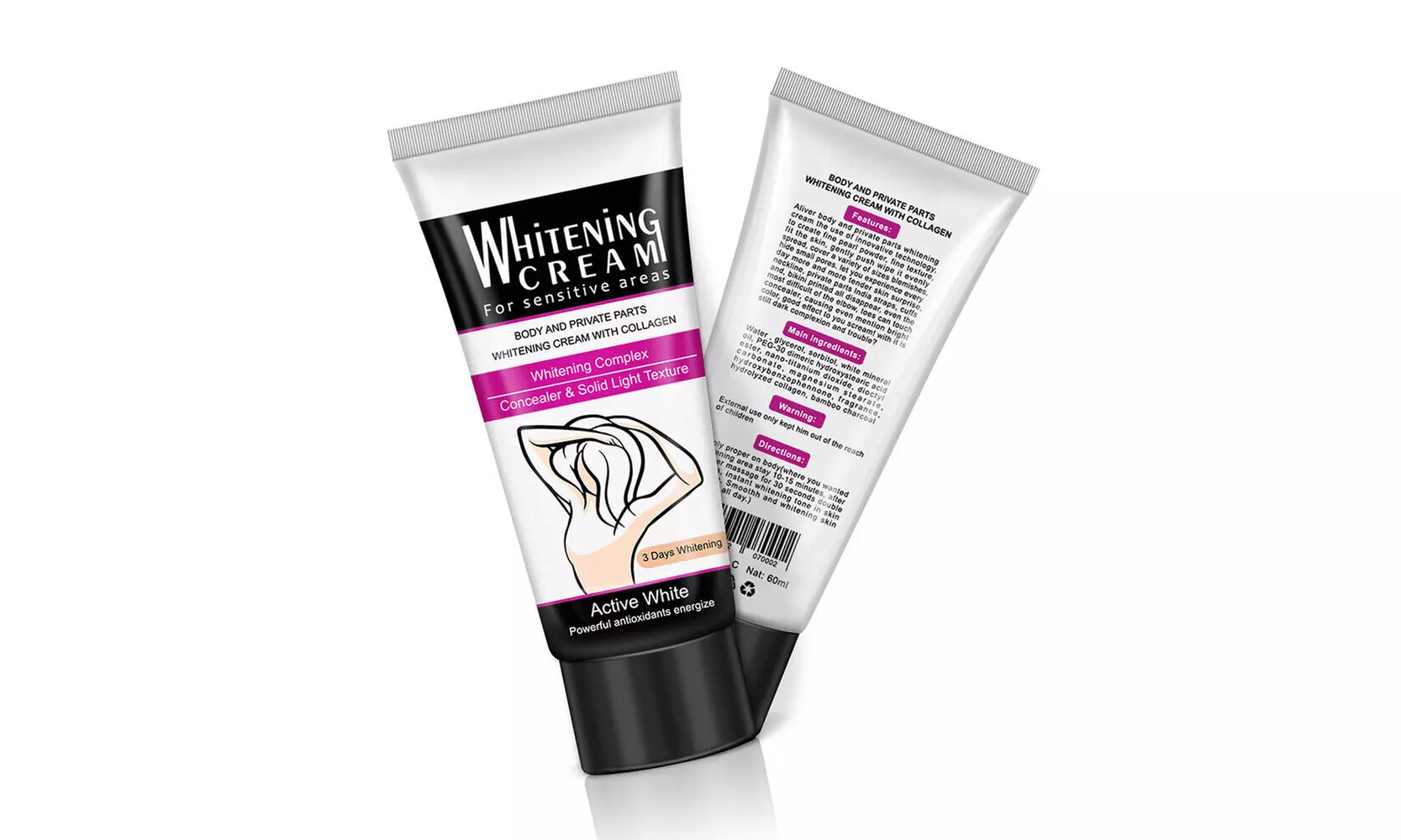 Collagen Body Bleaching Cream Face Whitening Lightening Dark Skin Bleach 60ml - Primary Image
