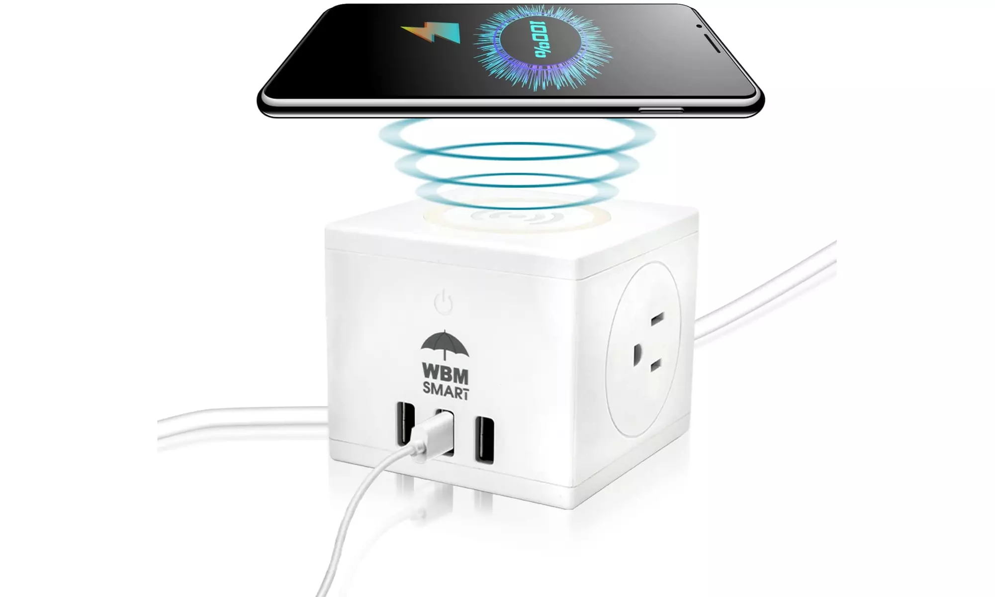 Cube Wireless Charging Power Strip, 3 in 1 - WBM Smart - Primary Image