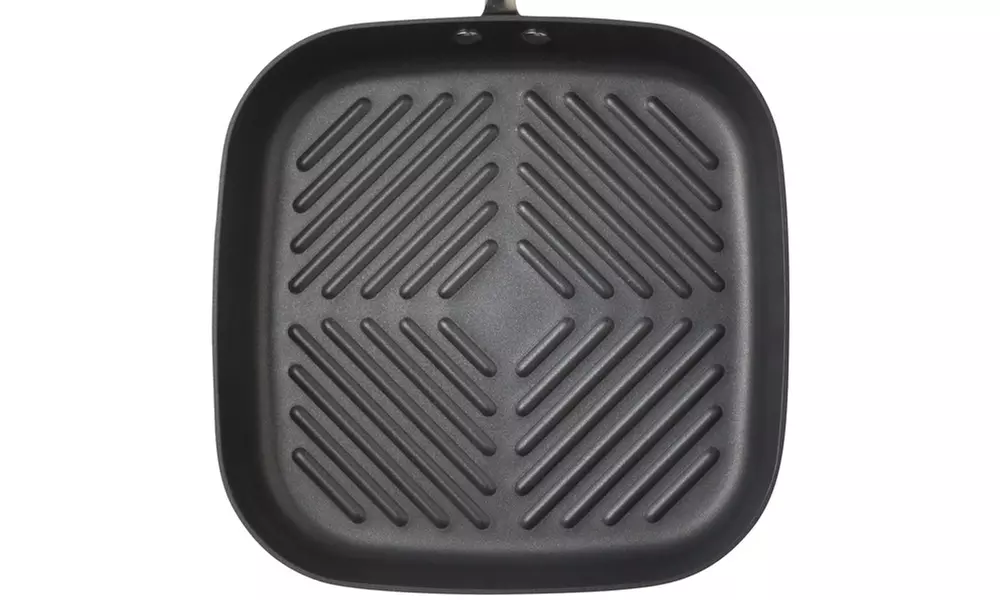 Rachael Ray Hard-Anodized  Nonstick 11in Deep Square Grill Pan Gray w Orange - Second Medium