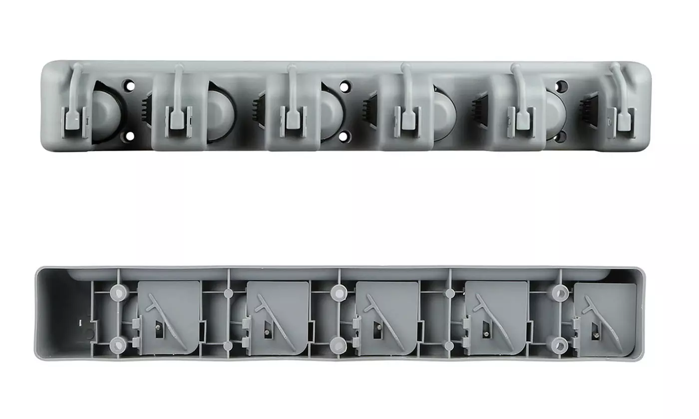 iMounTEK Wall Mount Mop Broom Holder with 5 Slots and 6 Utility Hooks