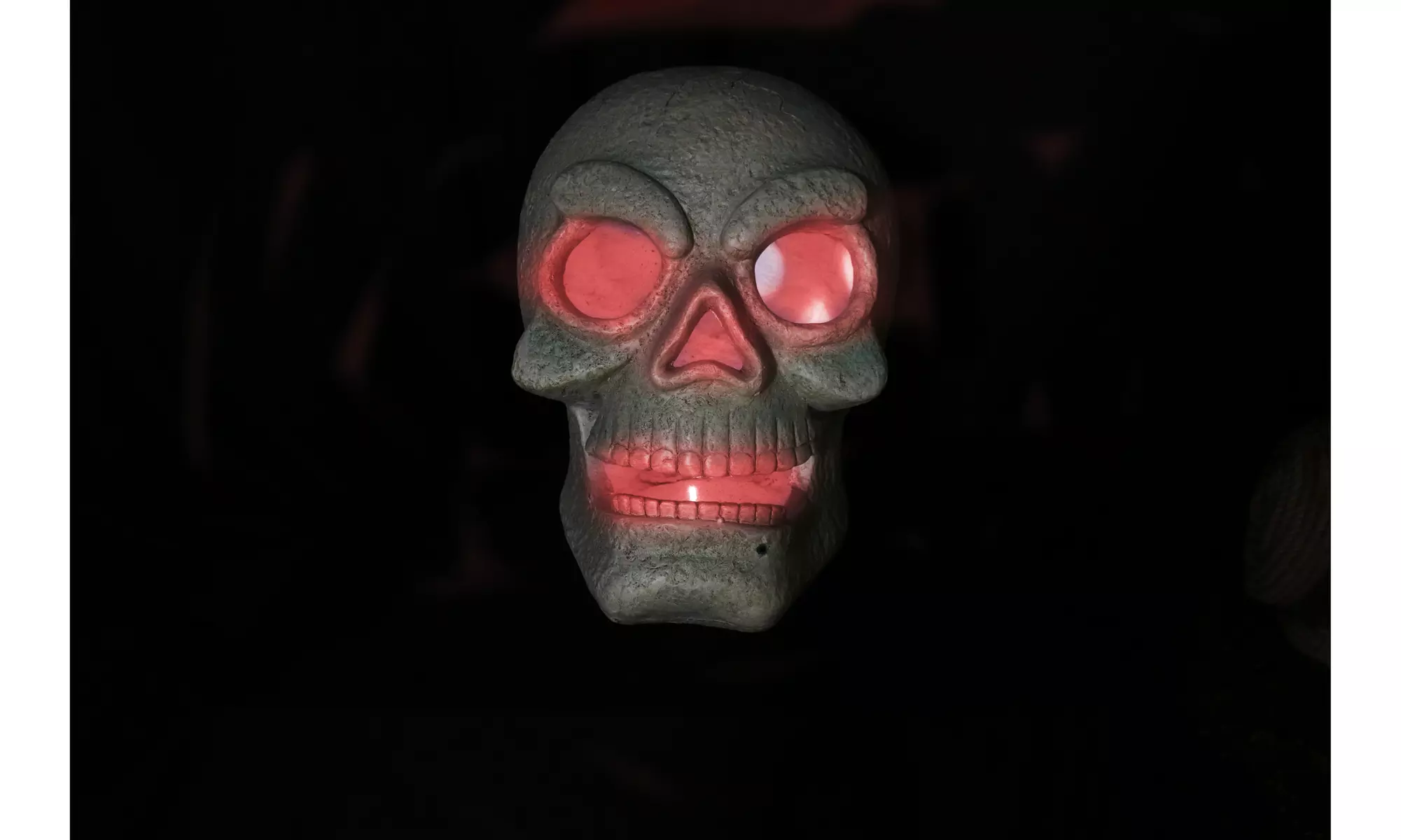 Alpine Motion Activated Skull with Red LEDs, 16 Inch Tall - Primary Image