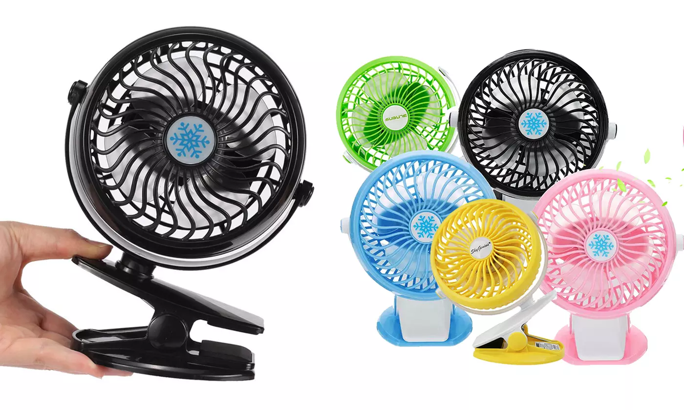 USB Rechargeable Mini Cooling Fan Clip On Desk Baby Stroller Portable - Primary Image