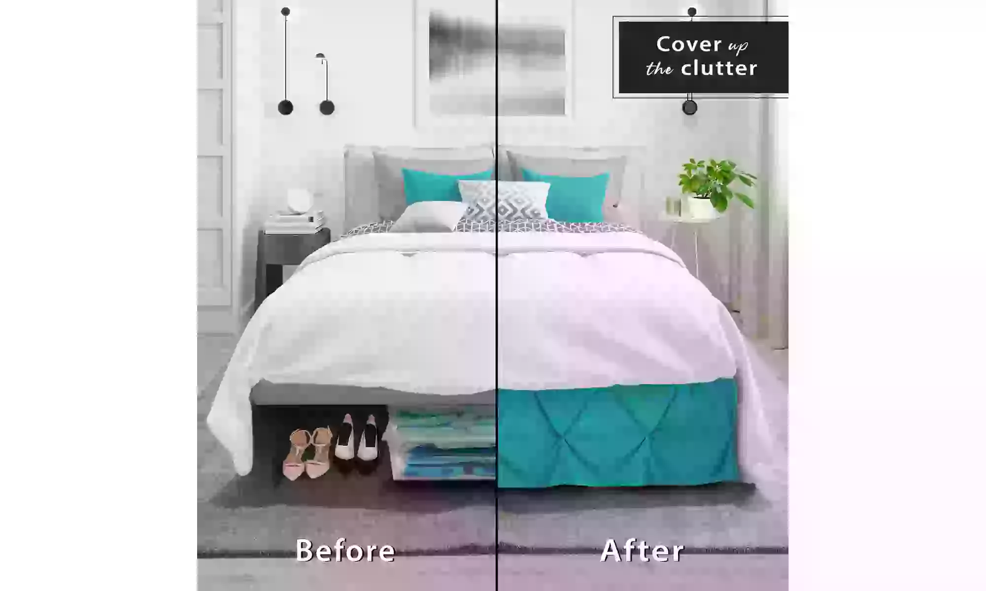 Nestl Pinch Pleat Bed Skirt - 14 inch Tailored Drop Pintuck Dust Ruffle