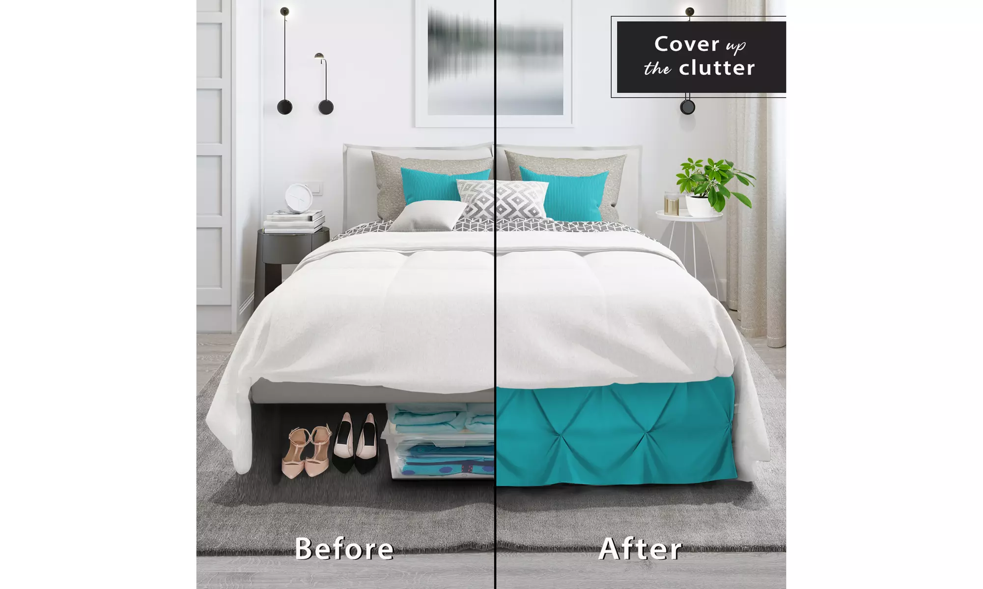 Nestl Pinch Pleat Bed Skirt - 14 inch Tailored Drop Pintuck Dust Ruffle