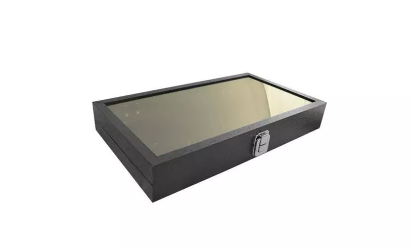 Glass Top 50 State Quarter Coin Collectors Showcase Display Case Box - Primary Image