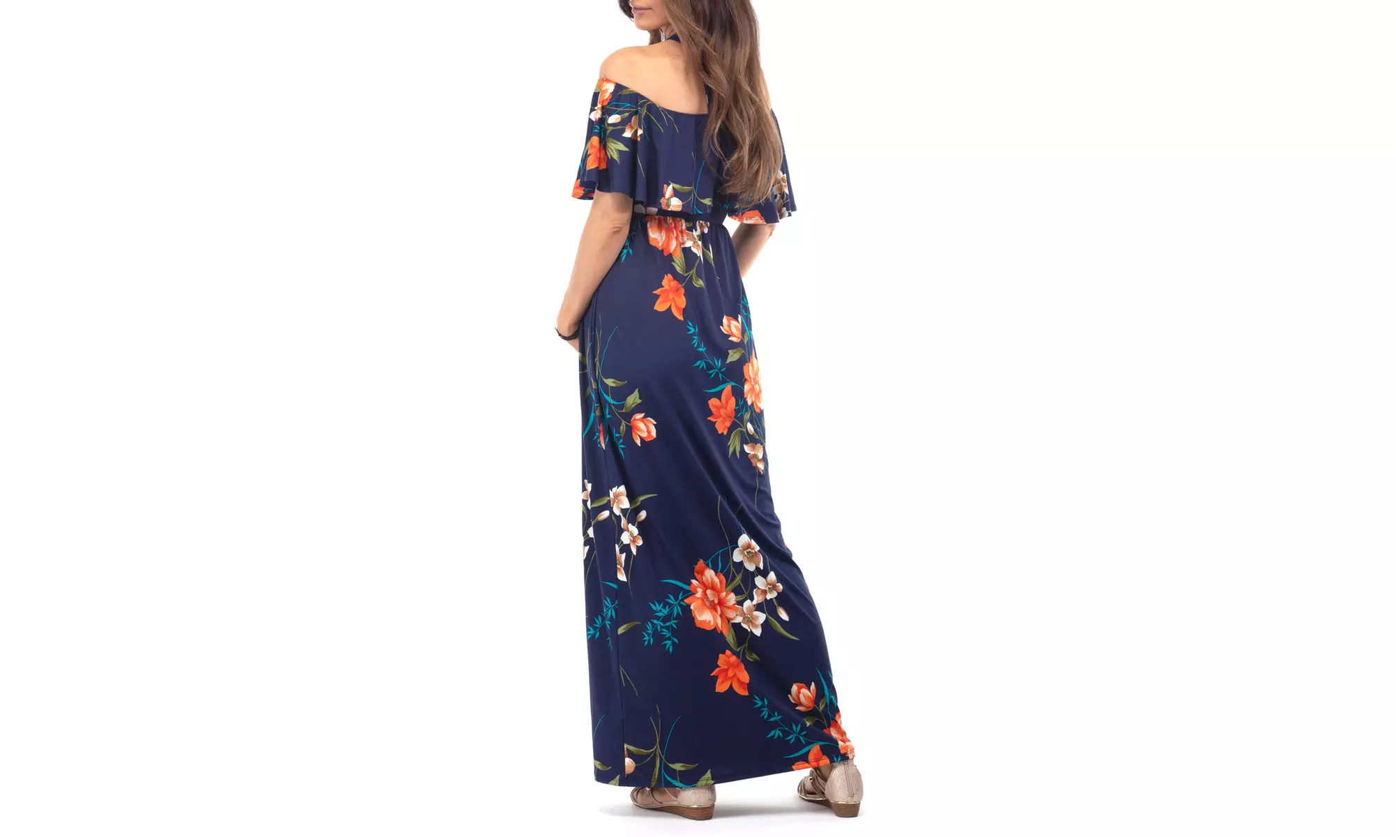 Women's Maternity Ruffle Sleeveless Dress with Neck Straps - Second Medium