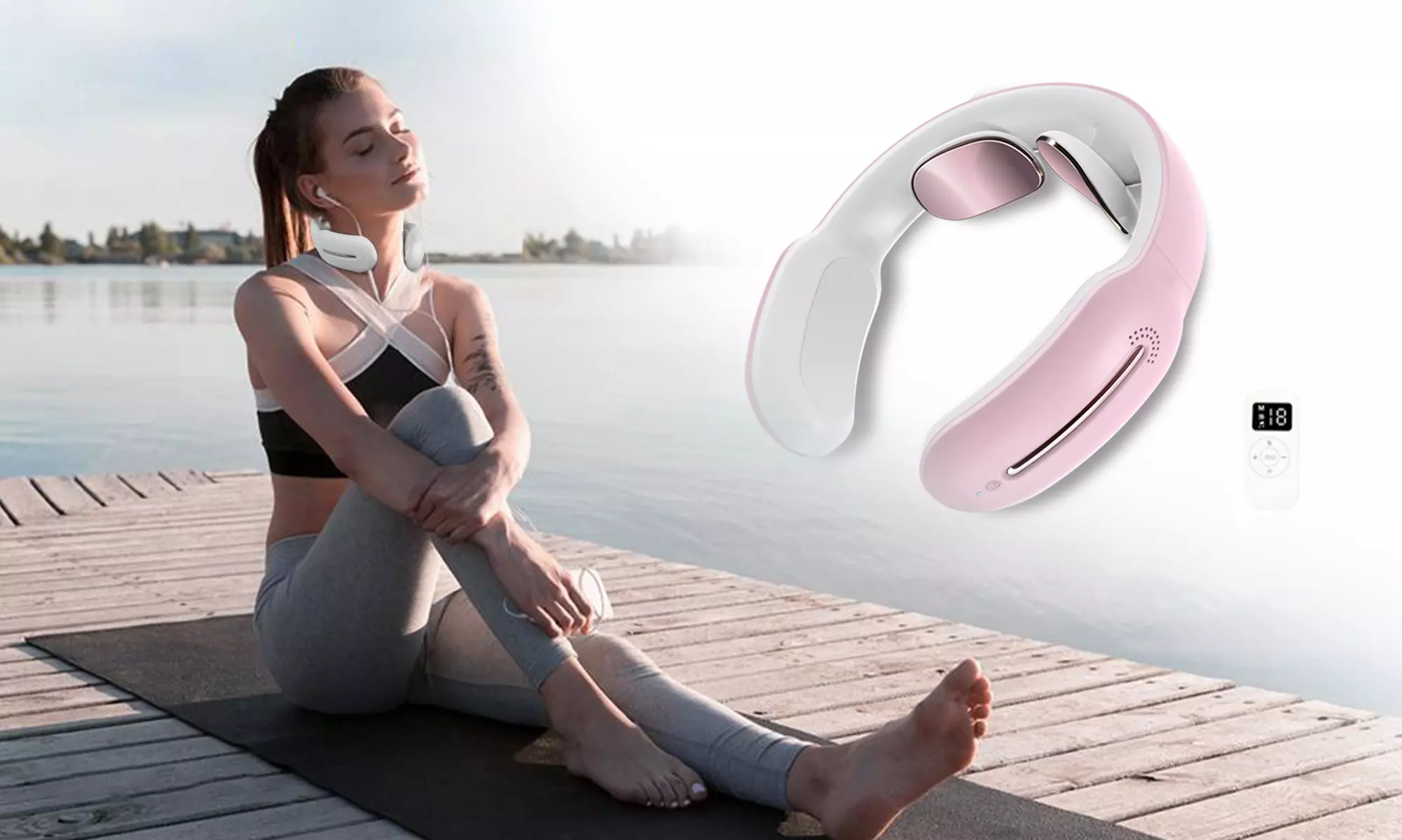 Neck Massager with Heat for Neck Pain Relief Portable for Yoga Sport Deep Tissue - Primary Image