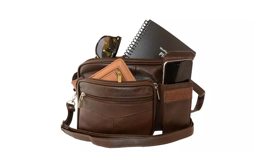 AFONiE Genuine Fashion Casual Messenger CrossBody Leather - Primary Image
