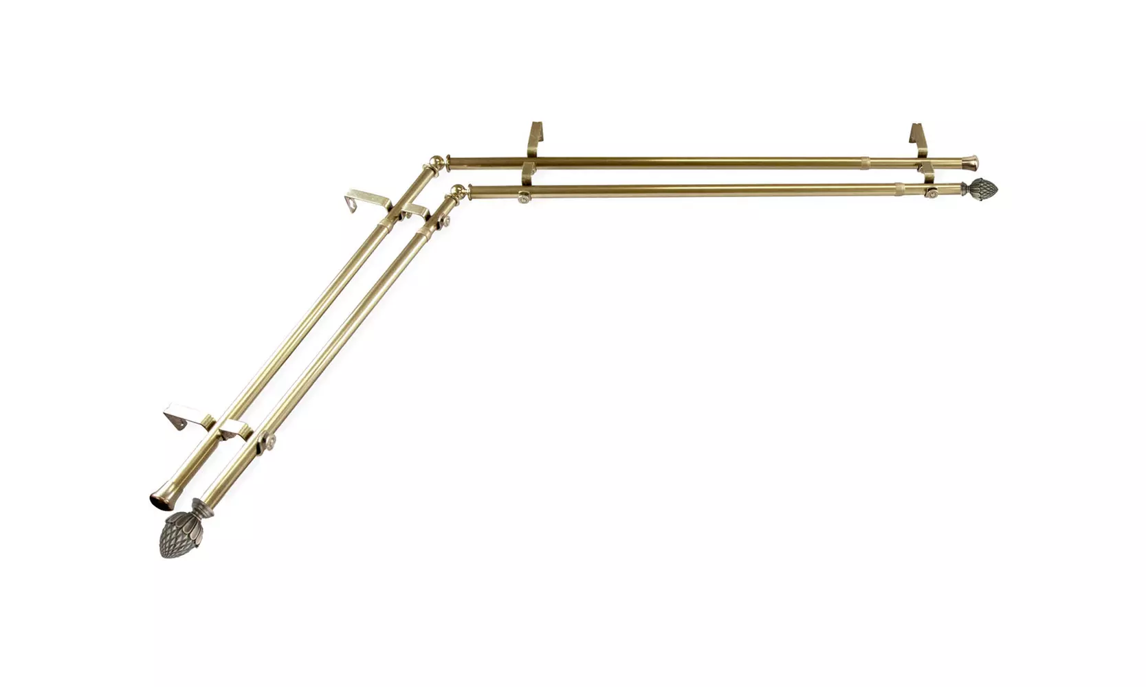Rod Desyne  Gland 13/16" Double Corner Window Curtain Rod  - Antique Brass - Second Medium