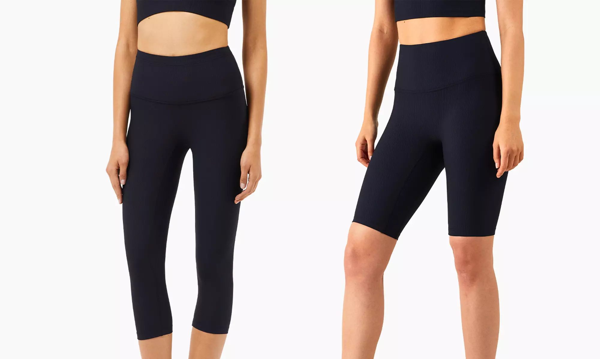 Ribbed Nude Yoga Gym Sports Pants No T-line Five-Point Pants & Cropped Pants - Primary Image