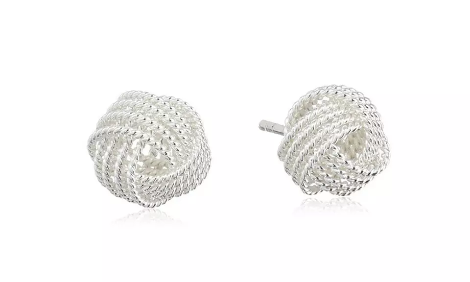 Love Knot Stud Earrings in Sterling Silver Gifts for Bridesmaid - Primary Image