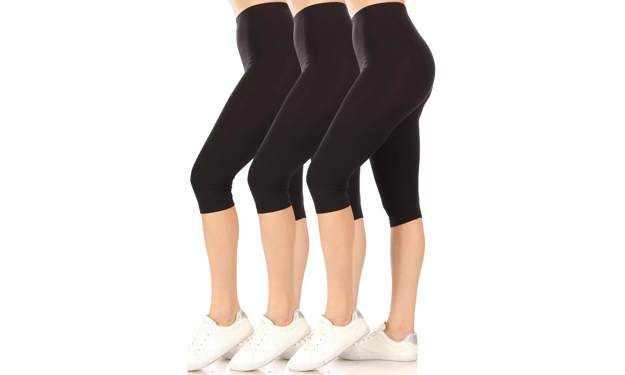 Women's Casual Solid Slim Running Yoga Capri Leggings (Pack of 3)