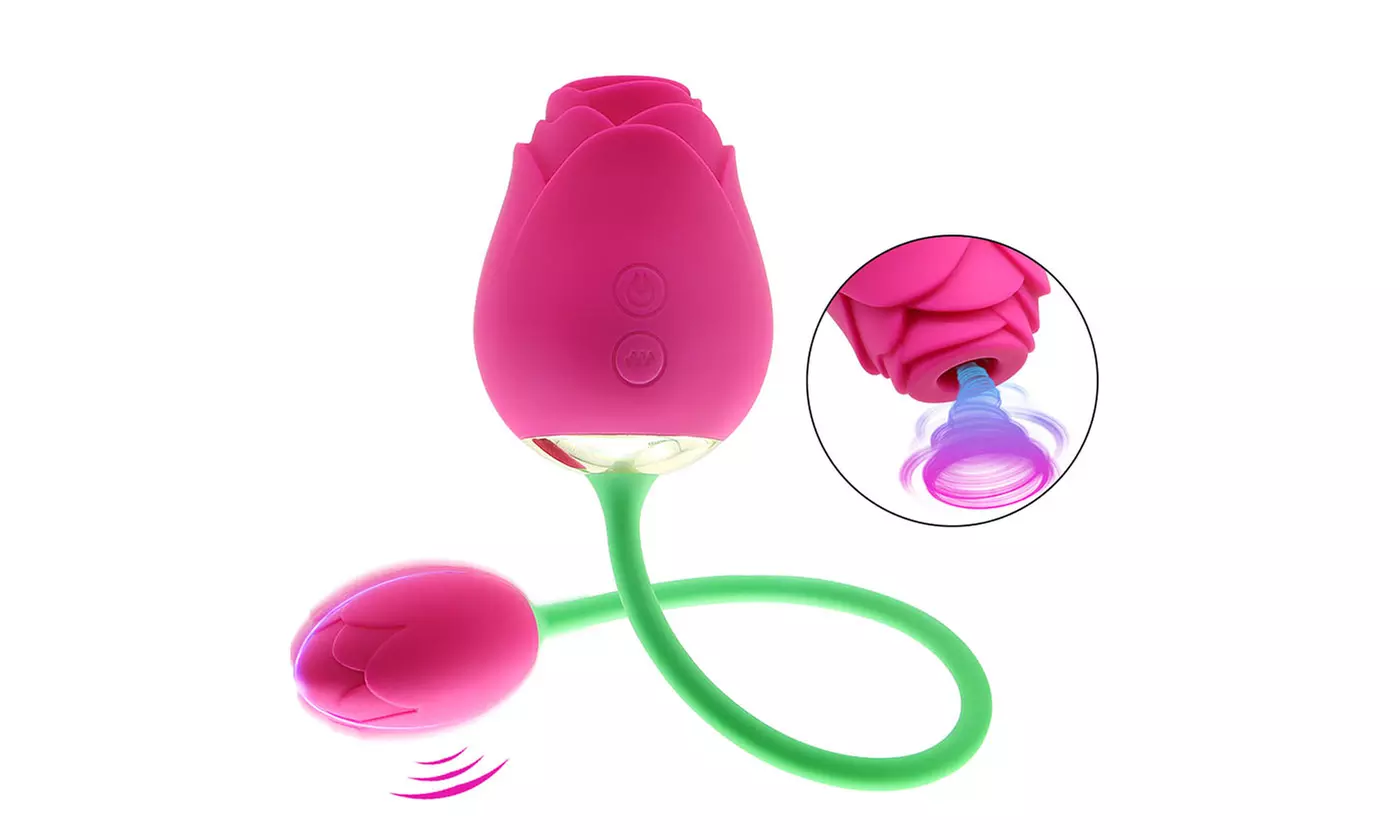 2in1 Rose Toy Clitoral Suction with Ball Vibrating Clit Sucker Nipple Stimulator - Second Medium