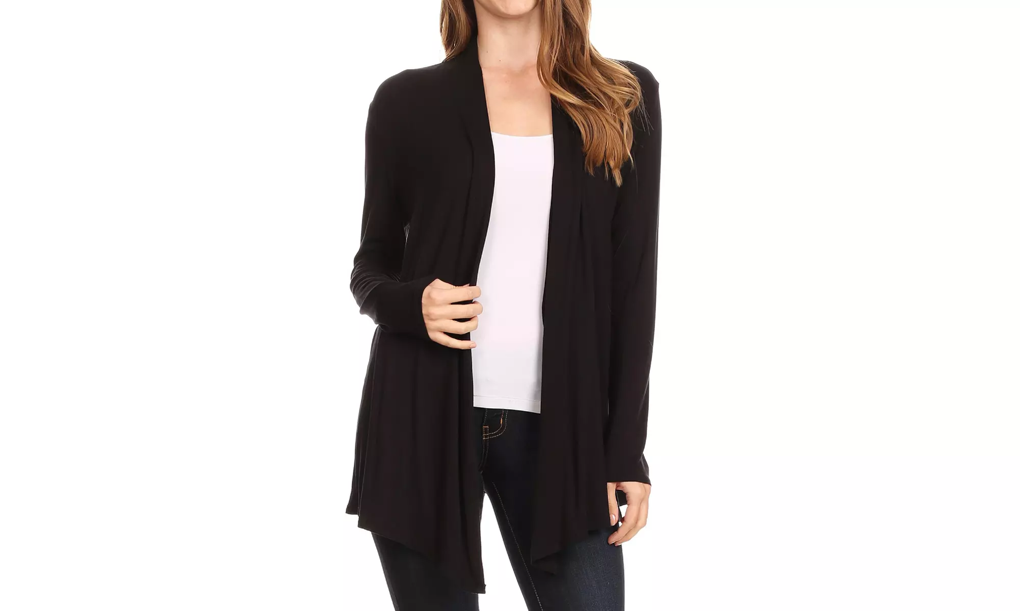 Solid Lightweight Soft Long Sleeves Open Front Cardigan