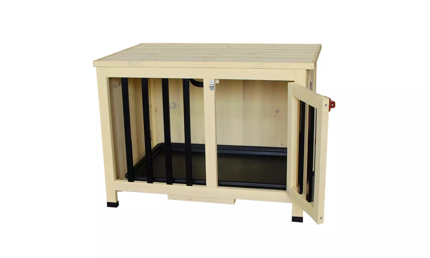 28" Foldable Indoor Nature Wood Dog Crate Pet Cage with Tray - Primary Image