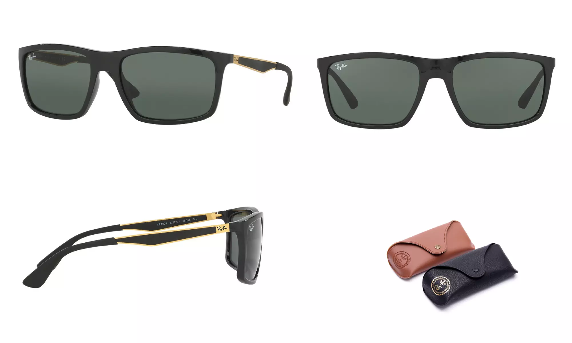 Ray Ban Active RB4228 622771 Black Gold Frame / Green Classic Lenses - Primary Image