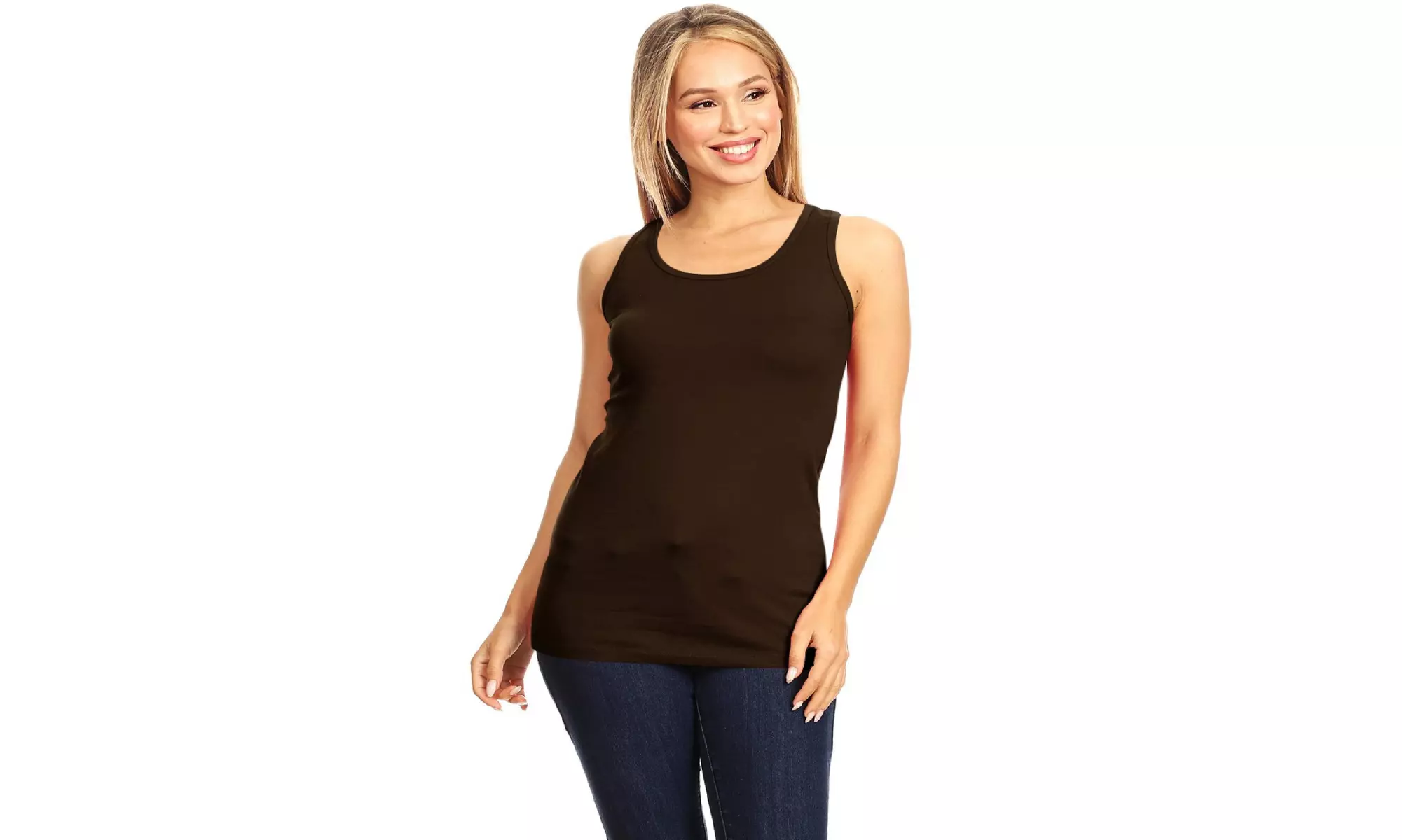 Basic Solid racerback tank top with scoop neck