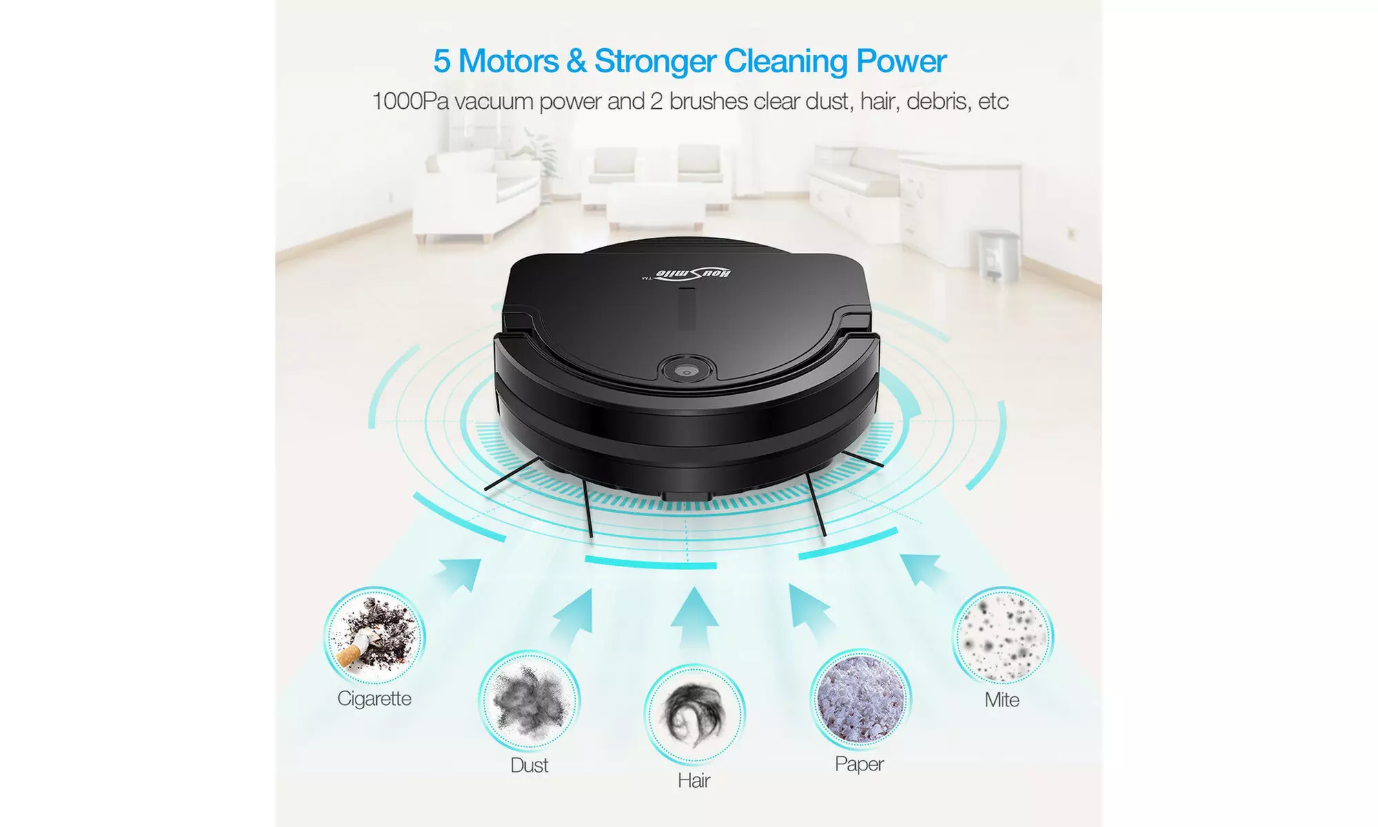 Housmile Smart Robotic Vacuum Cleaner Dust Floor Auto Sweeper Cleaning Machine - Primary Image
