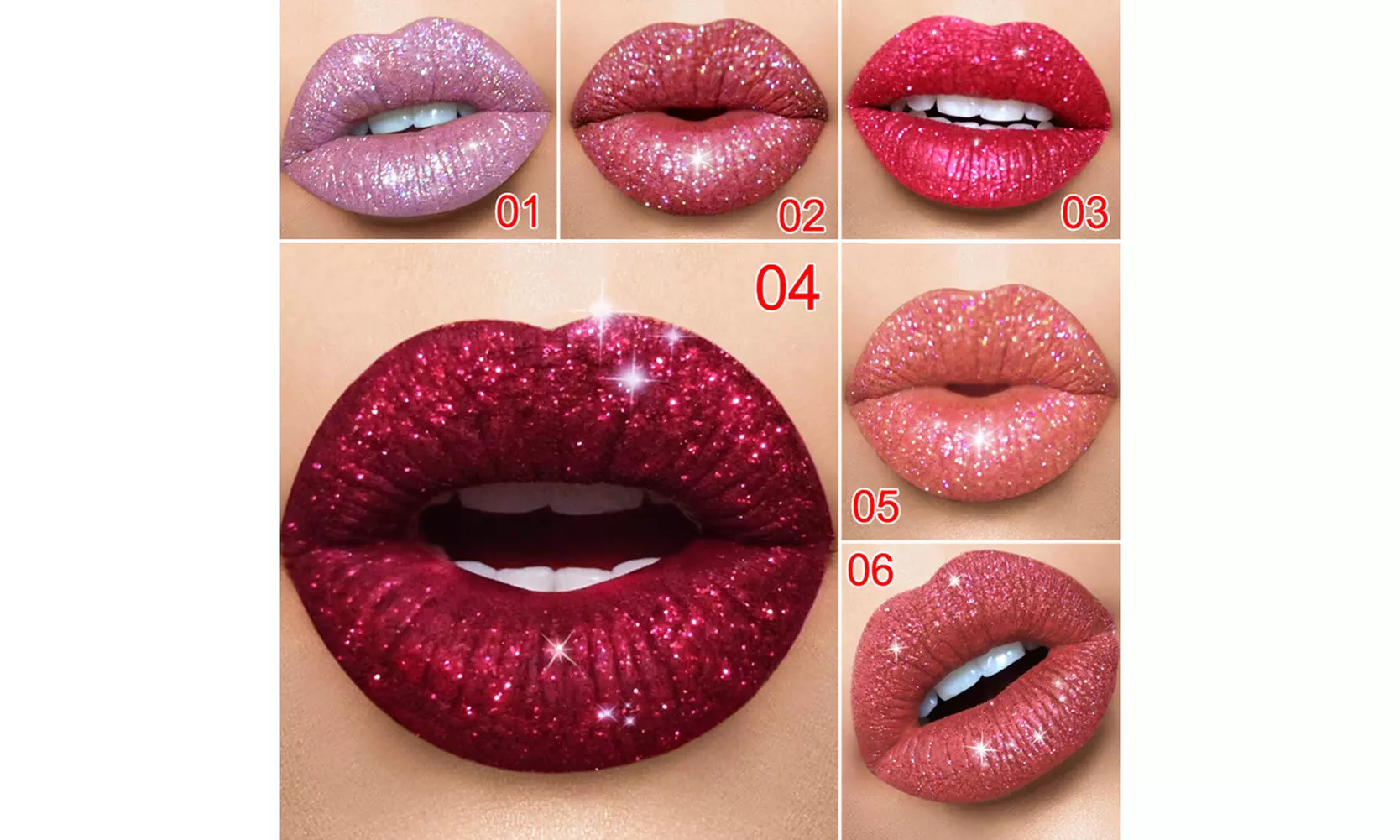 US 6-12 Pc Set 6 Color Glitter Liquid Lipstick Waterproof Long Lasting Lip Gloss