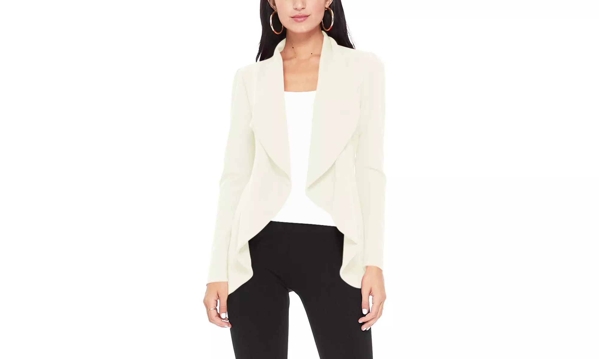 Casual Long Sleeves Open Front Office Wear Solid Blazer Jacket S-3XL