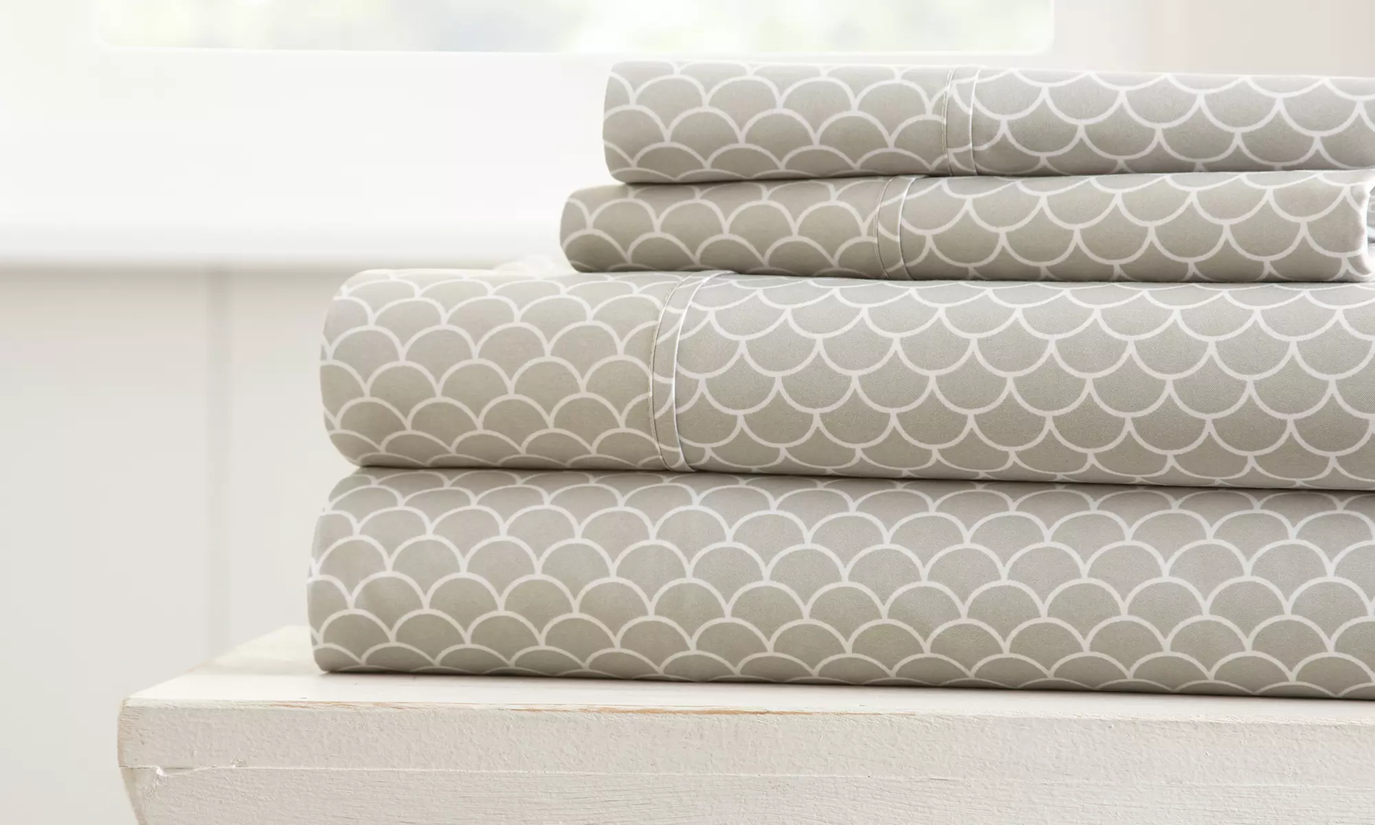 Merit Linens Premium Geometric Inspired Ultra Soft 4 Piece Bed Sheet Set