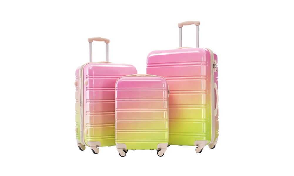 Hardshell Luggage Three-Piece Set Gradient Color Expandable Suitcase