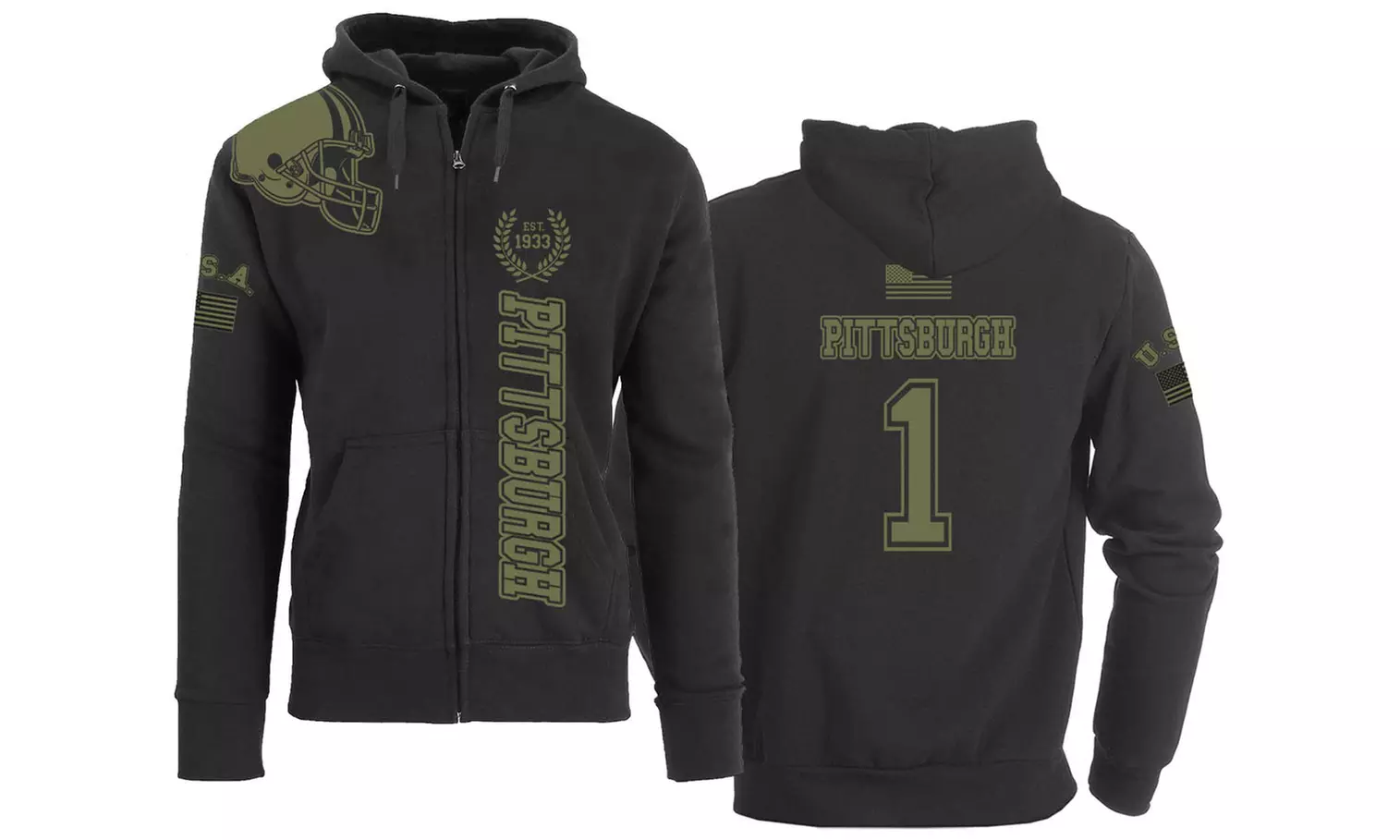 Men's Football Salute Zip Up Hoodie (S-2XL)