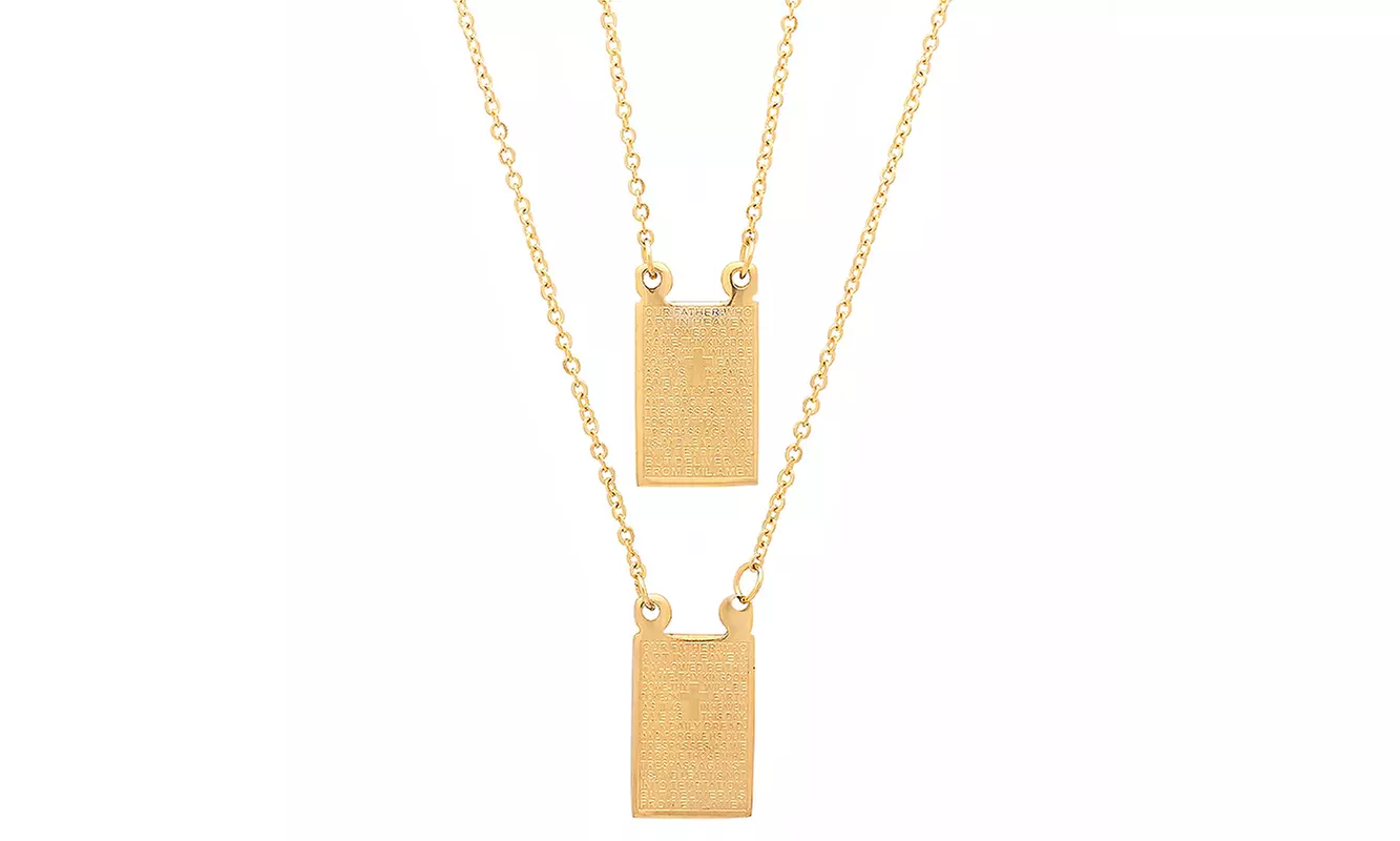 Men's Stainless Steel Reversible Scapular Necklace