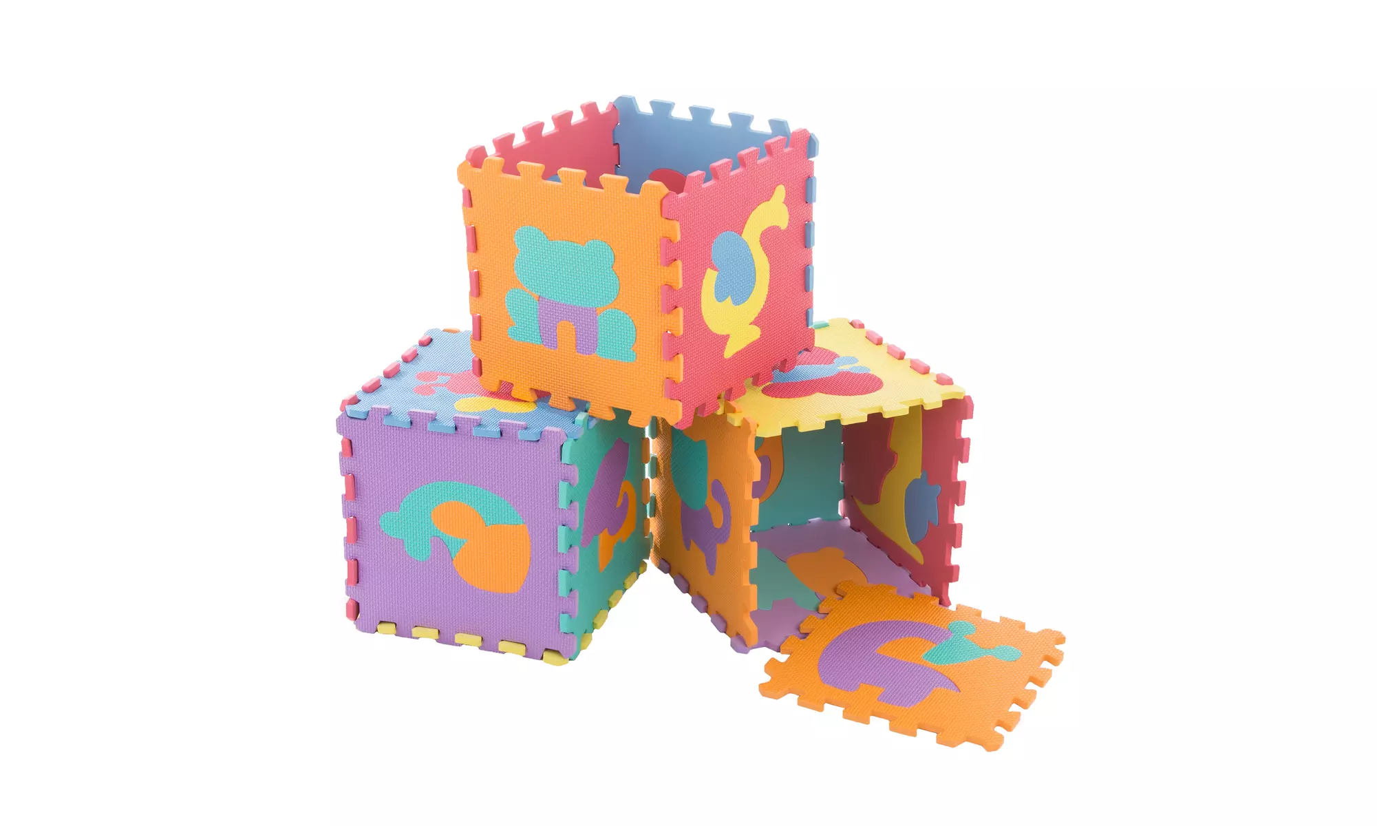 16 Piece Interlocking Foam Tile Animal Play Mat - Second Medium