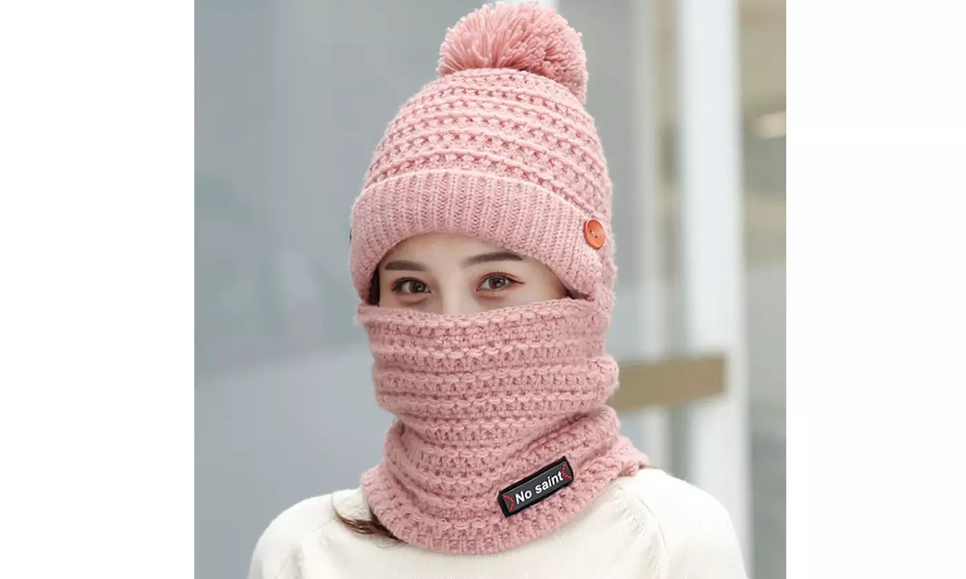 Womens Winter Hat Warm Thick Cap Scarf Knit Ski Beanies