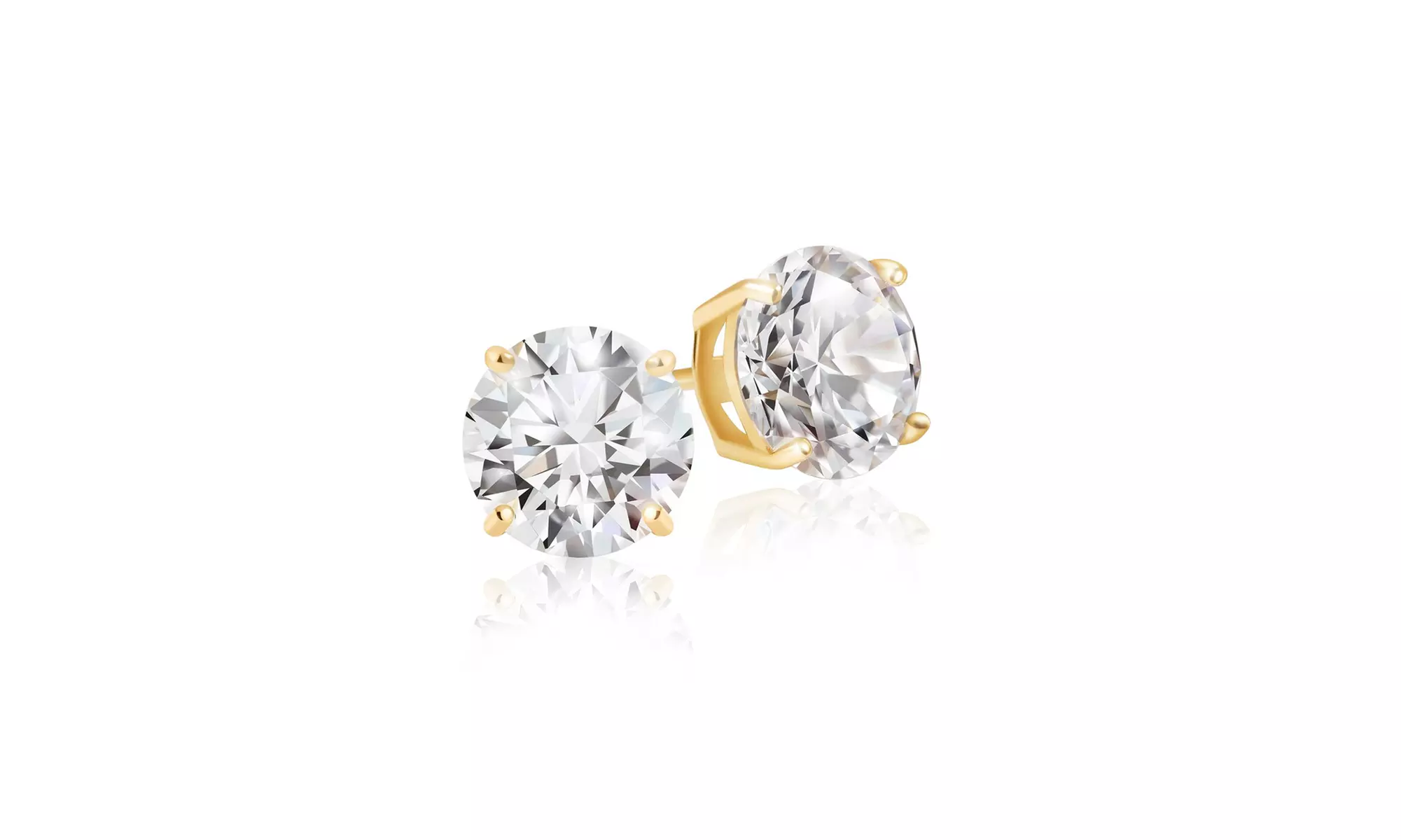 Paris Jewelry 14kt Yellow Gold 2.00 ct. t.w. CZ Stud Earrings Plated