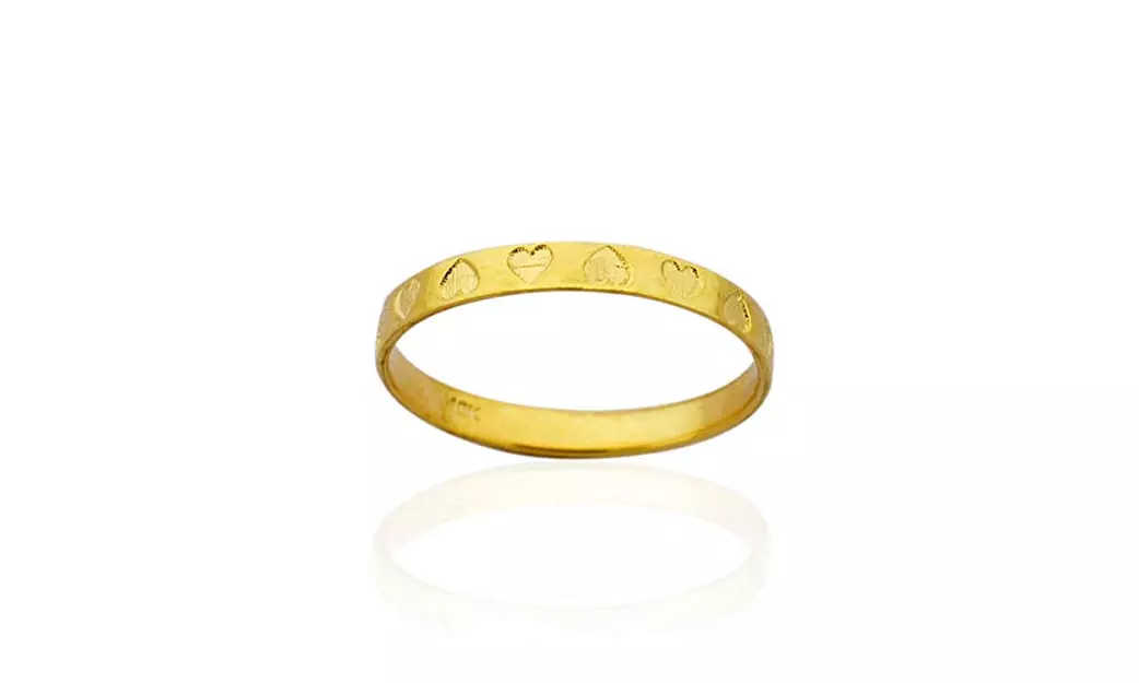 10K Yellow Gold Faceted Hearts Ring for Babies and Children - Primary Image