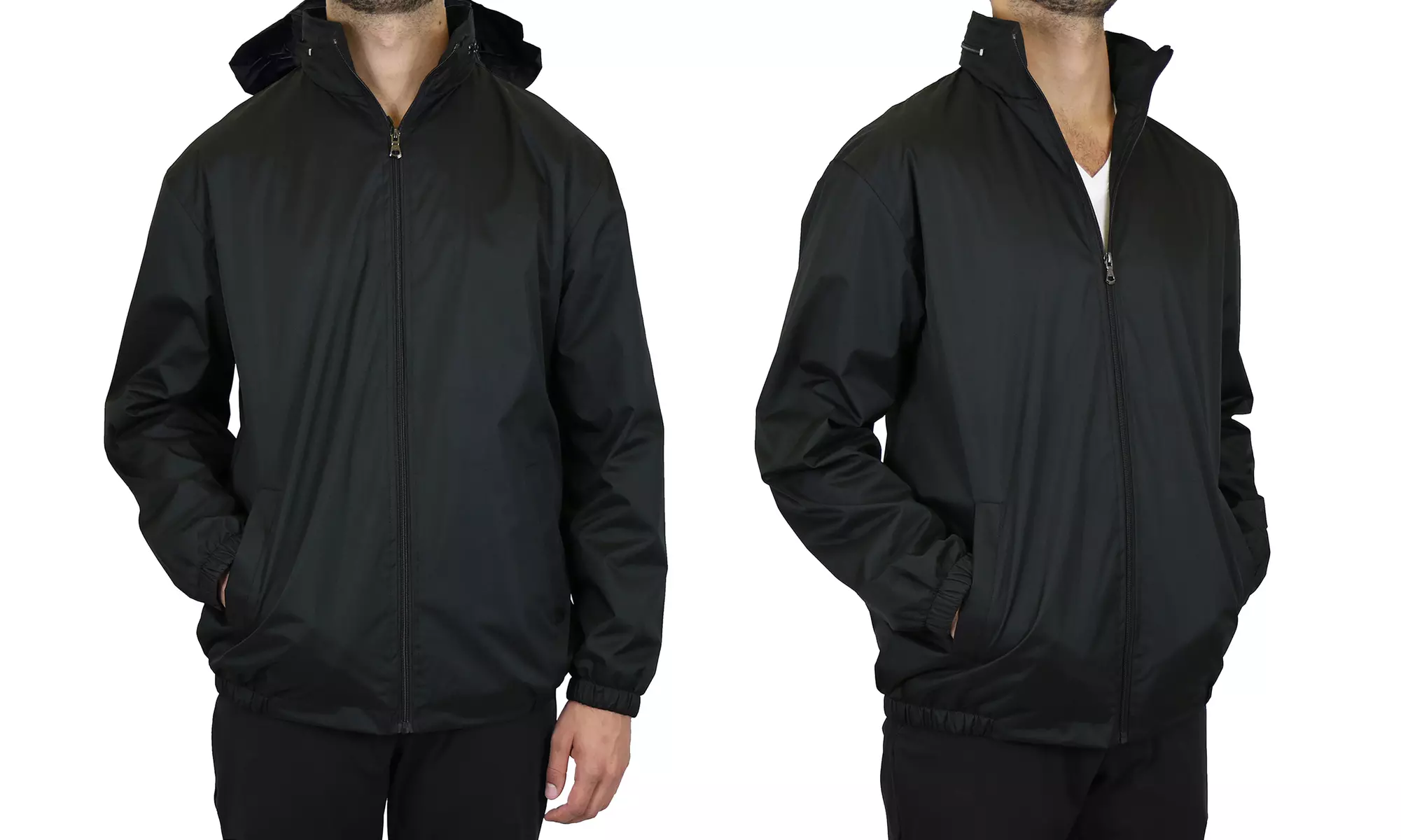 Men's Lightweight Fleece-Lined Windbreaker Jacket With Tuck Away Hood (S-2XL)
