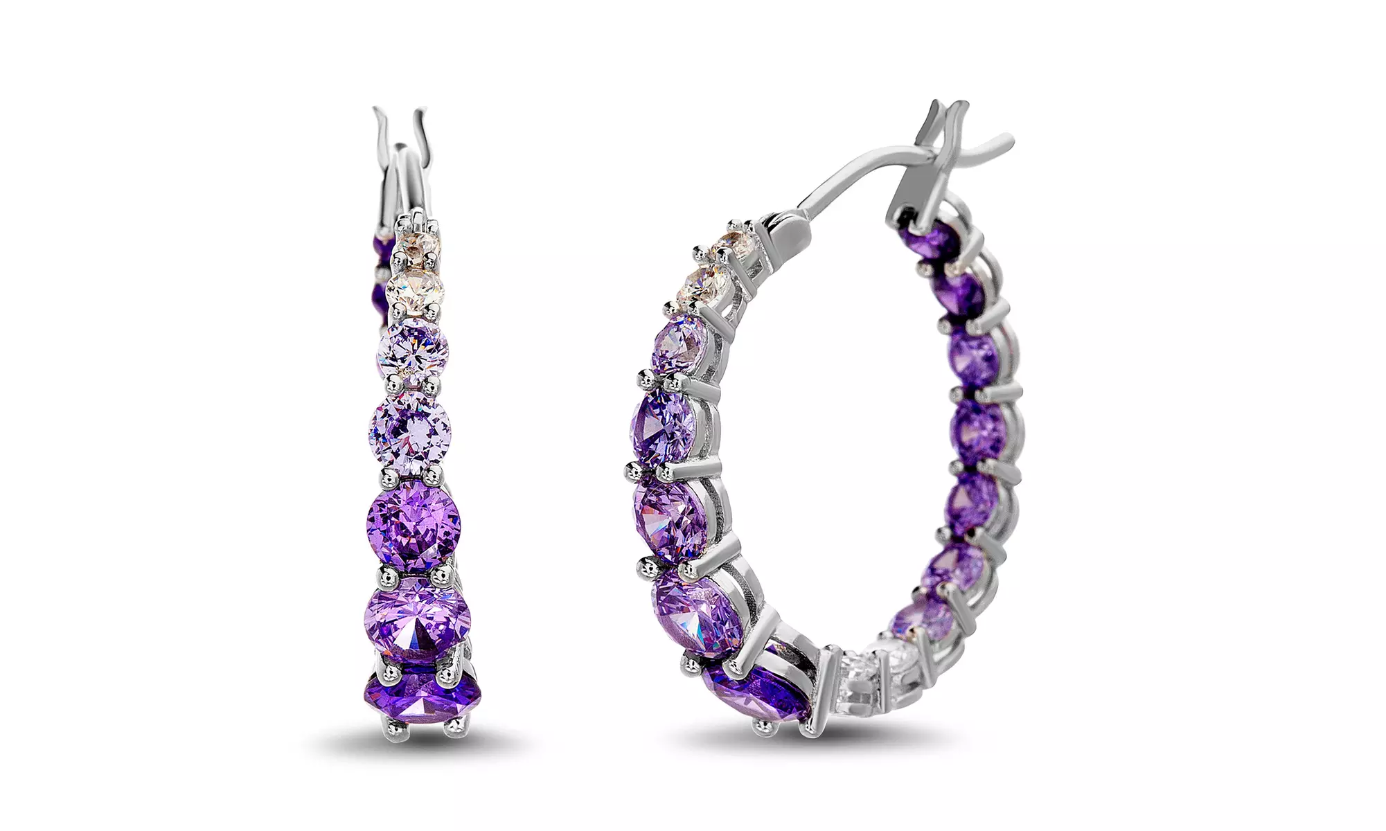 Lesa Michele Multi-Color In & Out Hoop Earring in 18K Gold Over Sterling Silver - Second Medium