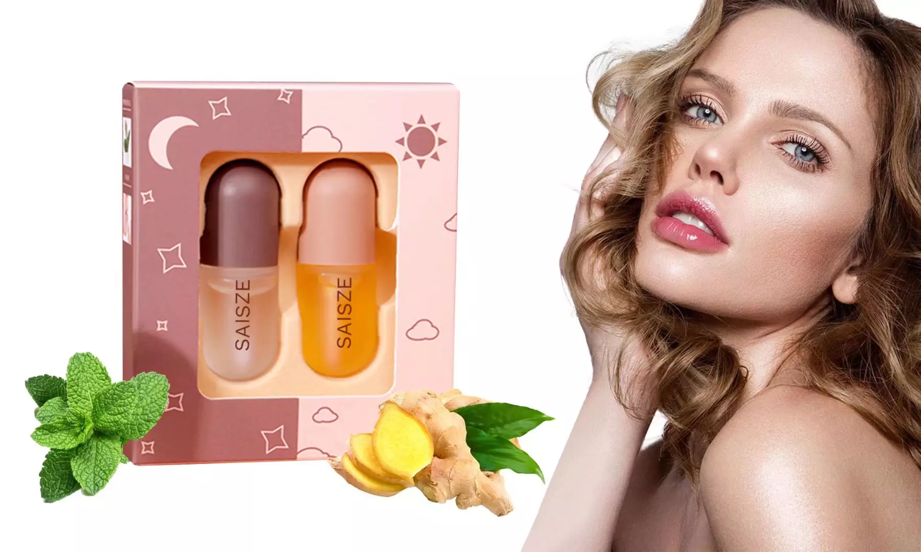 Lip Plumper Set Day & Night Natural Lip Plumper Lip Care Serum for Women - Primary Image