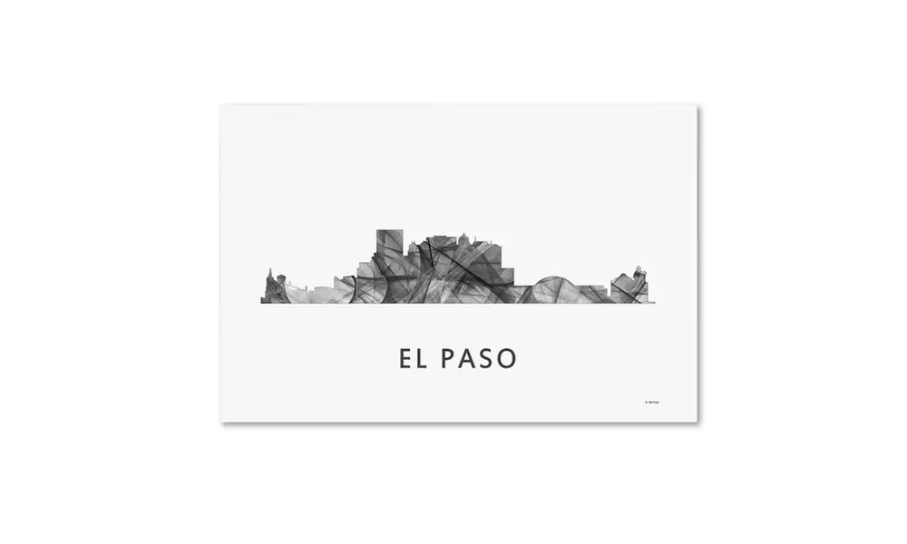 Marlene Watson 'El Paso Texas Skyline WB-BW' Canvas Art - Primary Image