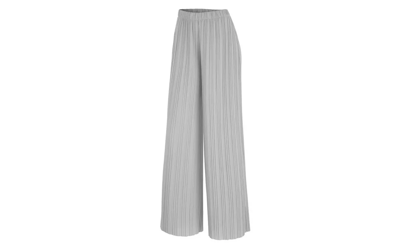 Made by Johnny Women's High-Waist Pleated Maxi Wide-Leg Palazzo Pants