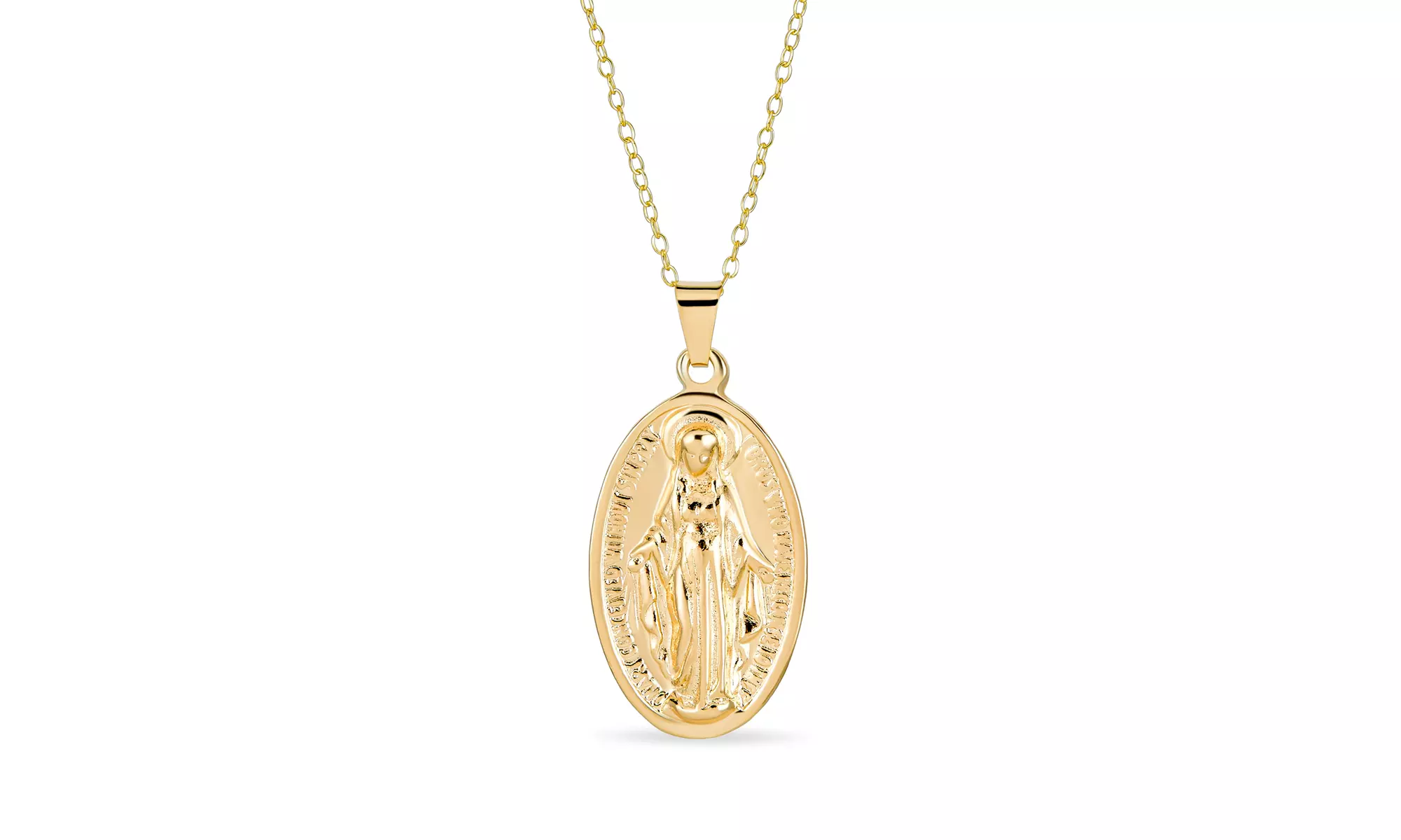 Our Lady of Guadalupe Mexican Medallion Necklace Gold Plated - Primary Image