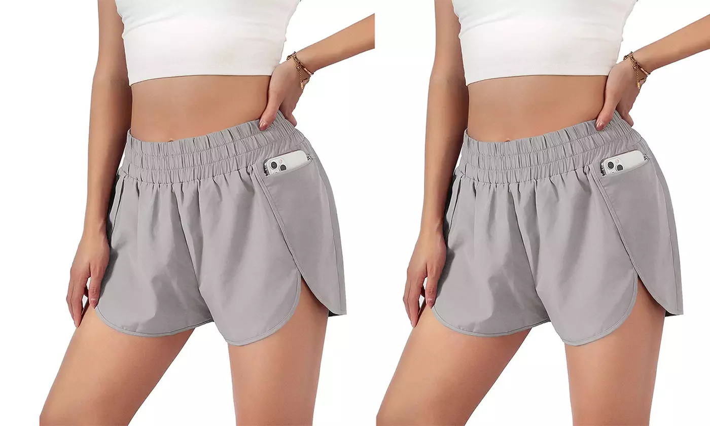 Women's Athletic Shorts High Waisted Running Shorts Pocket Sporty Shorts (M-2XL)