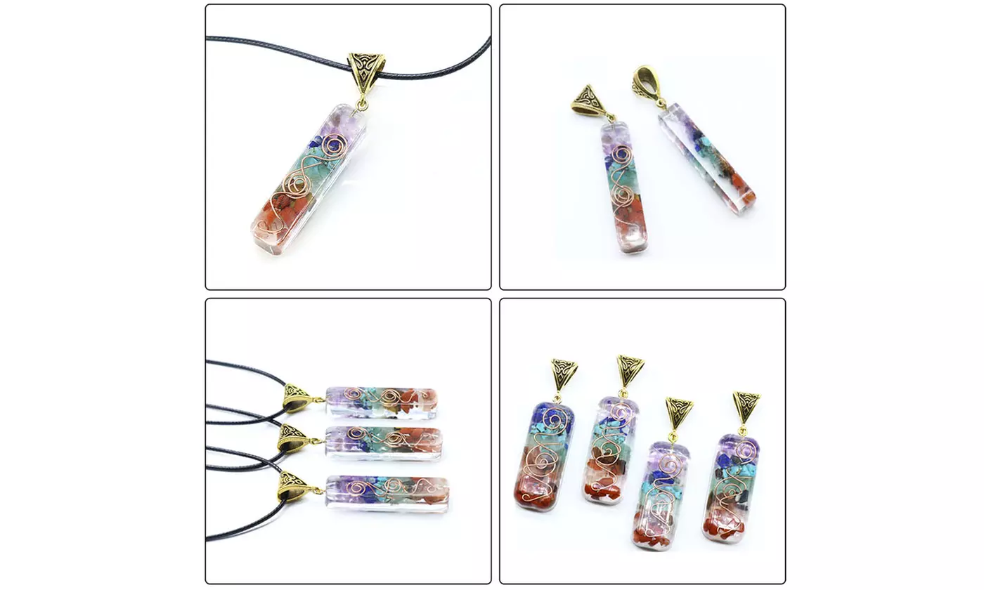 ItBelongs2U 7 Chakra Orgone Energy Healing Pendants Necklace Gift Set