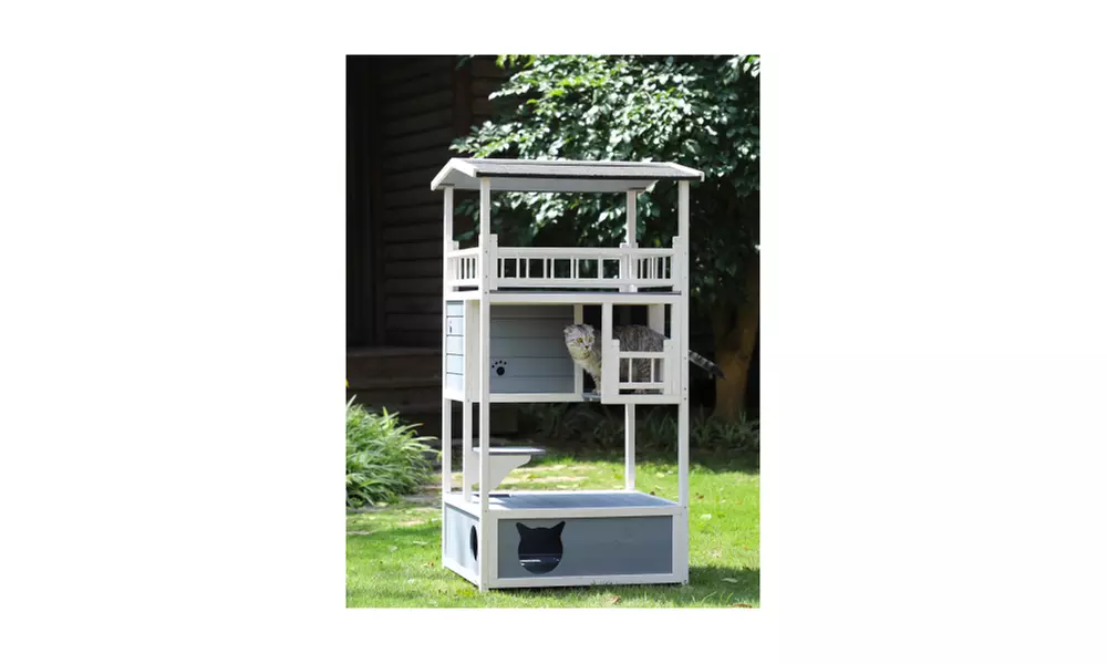 Outdoor Cat House Cat Tree Cat Condo Cat Shelter Weatherproof - Primary Image